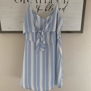White/ Blue striped Dress